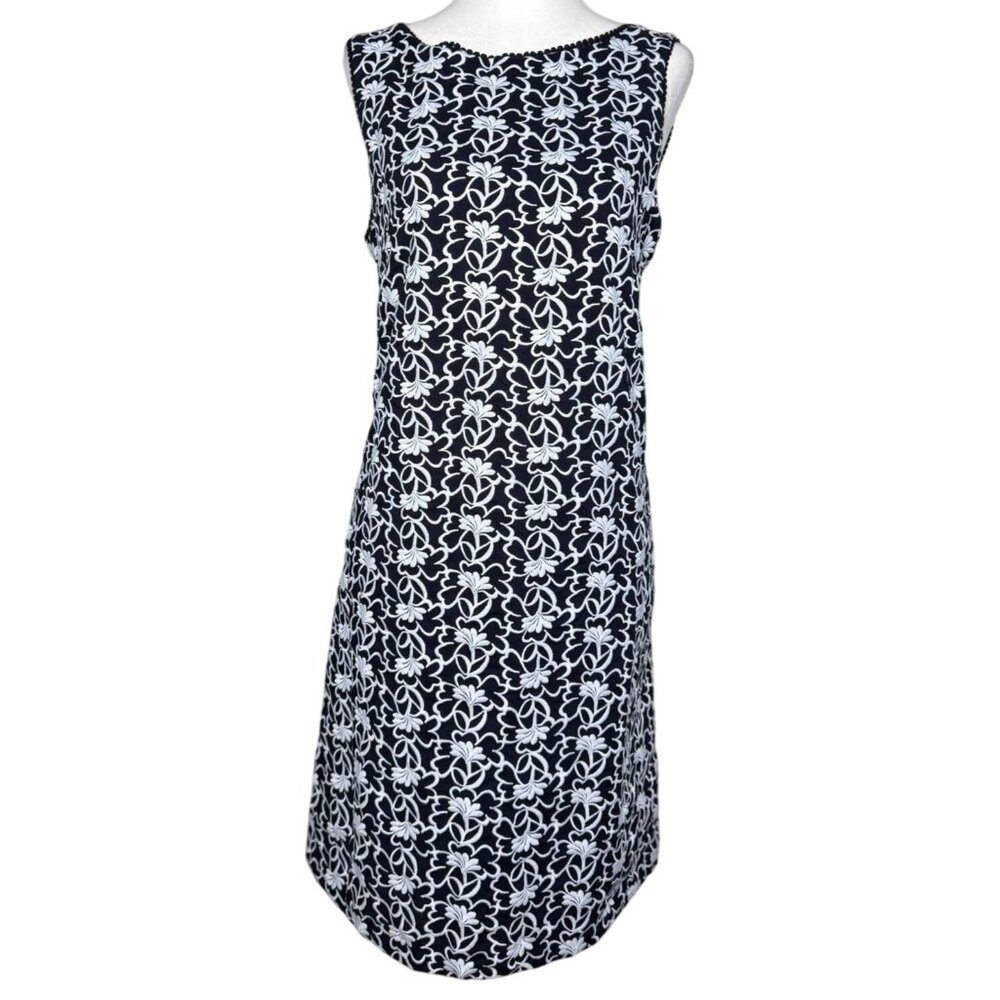 NWOT Ann Taylor Womens Dress Size 8 Sleeveless Black White Floral Print